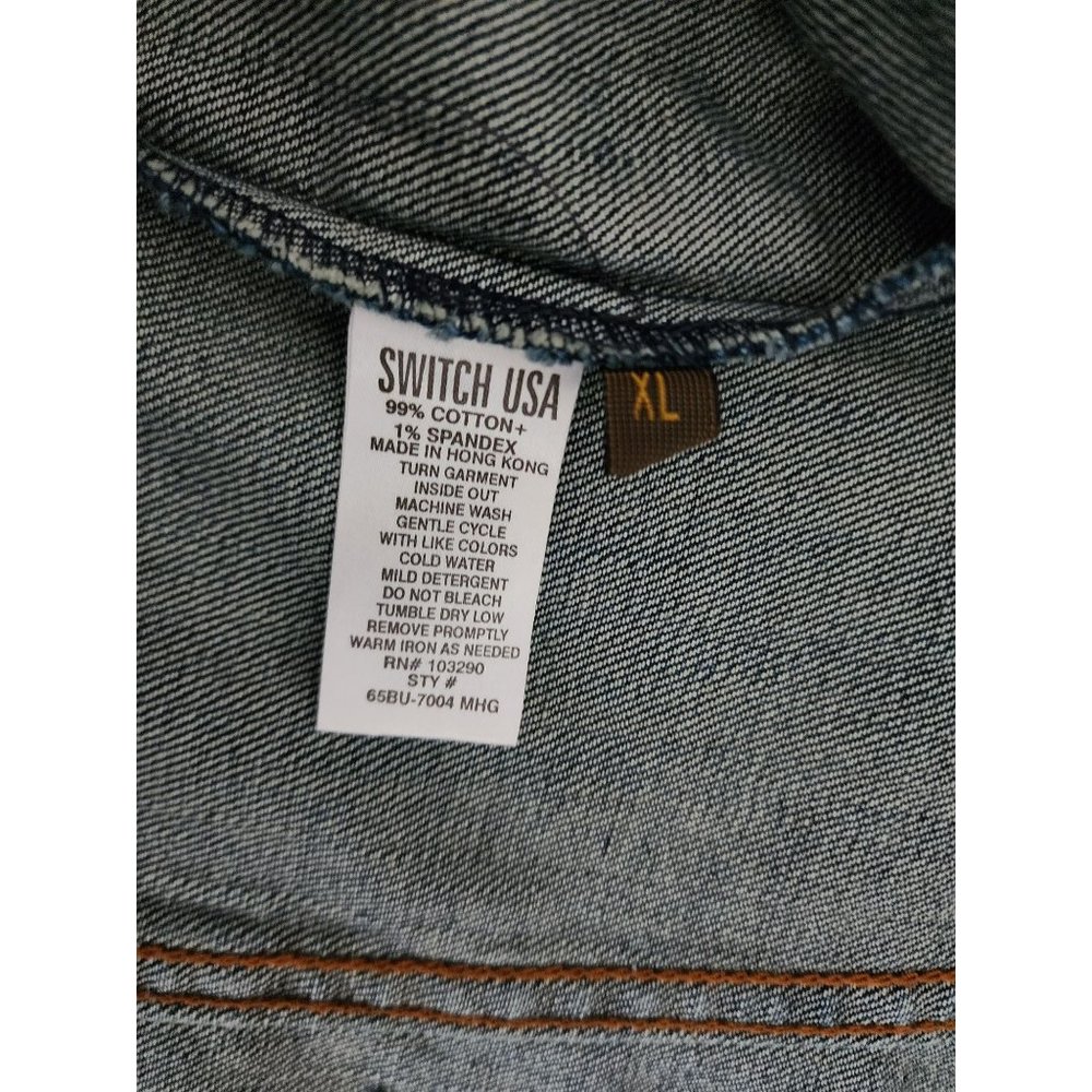 Switch USA Women's Blue Denim Butterfly Design Cropped Jean Jacket Size XL - Picture 7 of 10